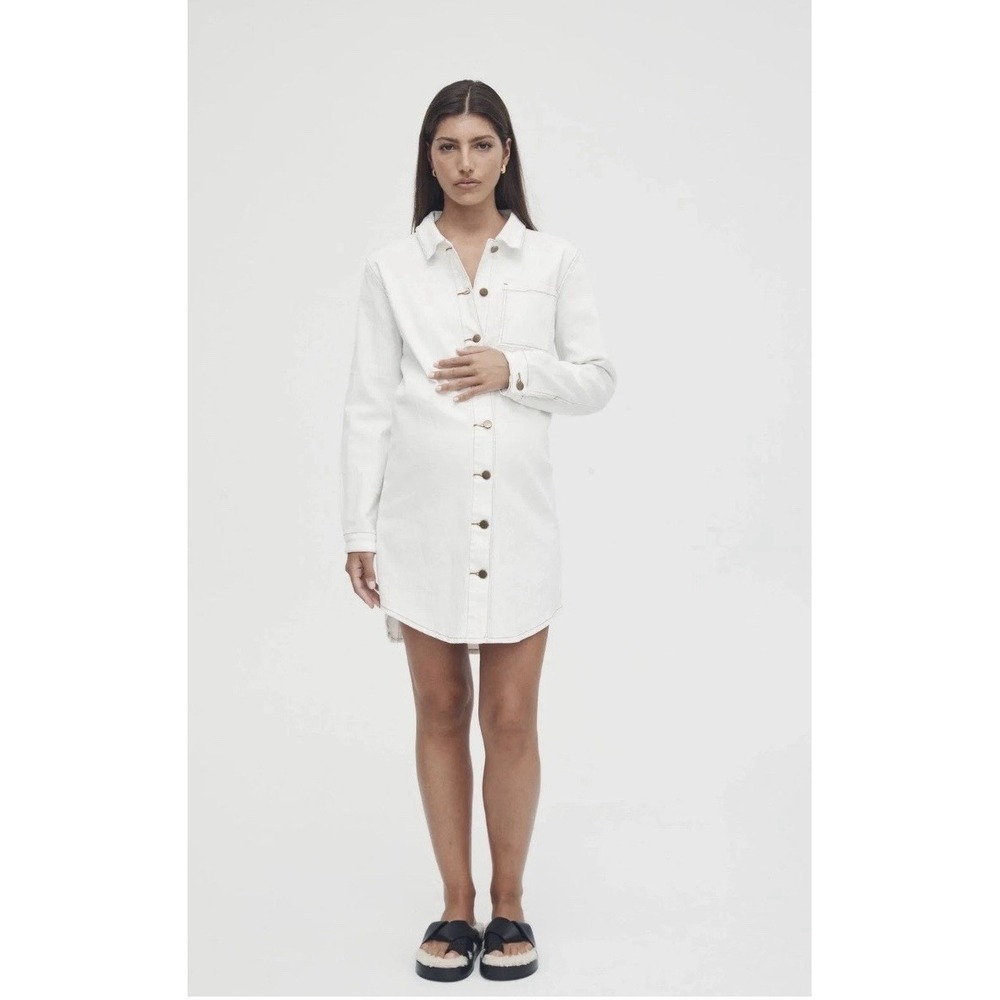 LÉGOE Heritage Rome Large Denim Maternity Shirt Dress Button Front‎ Minimalist